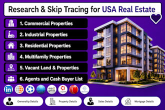 provide skip tracing and research for commercial properties