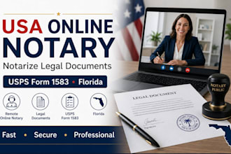 perform USA online notary, notarize legal document, usps form 1583, florida
