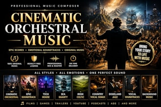 compose cinematic, orchestral soundtrack epic music, vocal score, sea shanty