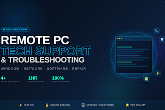 provide remote PC troubleshooting and tech support for any windows issue