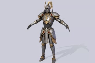cut edge flow fantasy armor, ue rig fighting armor character,rough plate texture