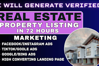 real estate leads, moving leads, property listing leads, facebook ads google ads