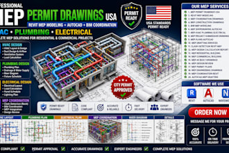 mep permit drawings usa revit mep modeling autocad bim coordination