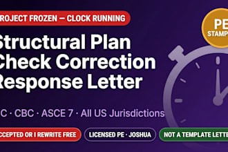 write a structural plan check correction response letter for city permit