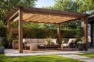 provide pergola design, 3d rendering, patio cover, cad drawings, outdoor plans