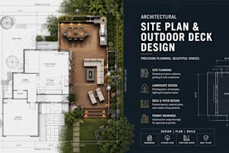 design architectural site plan, deck patio, and permit drawing set