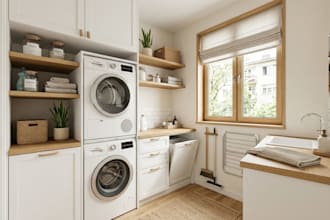 create photorealistic laundry interior with ikea furniture and 3d renderings