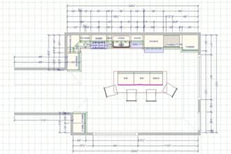 create 2d kitchen cabinet layout, custom kitchen design, elevations and plans