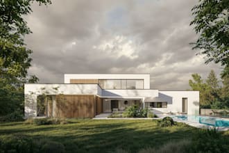 remodel interior from sketch drawing, redesign cgi external from photo, blender