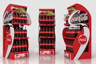 design 3d kiosk, gondola display, posm, trade booth, podium and exhibition stand