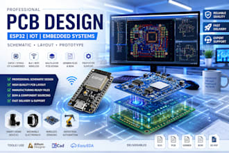 design esp32 iot pcb, schematic, and embedded hardware prototype, wearable pcb