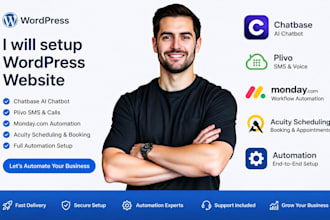 setup wordpress website chatbase plivo monday com actuity booking automation