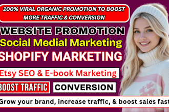 boost shopify sales etsy seo book website promotion social medial marketing