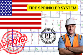 licensed fire sprinkler, alarm plans, revit model, pe stamp, permit USA