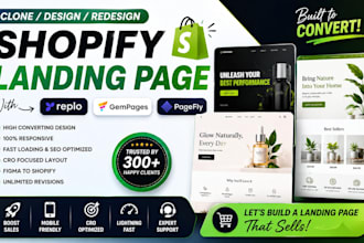 clone shopify landing page in replo pagefly gempages shopify product page design