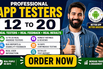 ensure 12 to 20 real testers test rate your mobile app continuously for 14 days