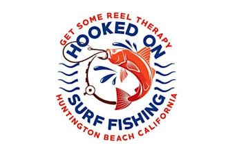 design professional logo for hooked on surf fishing