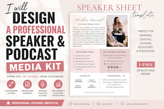 design a professional speaker and podcast media kit