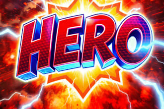 design comic style superhero 3d name logo for youtube gaming