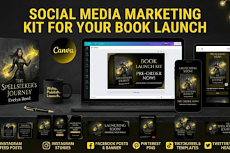 design a canva social media marketing kit for your book launch