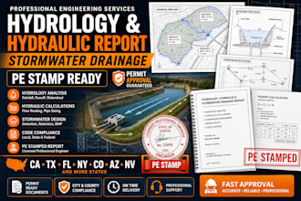 prepare hydrology hydraulic stormwater drainage report with pe stamp ca fl ny