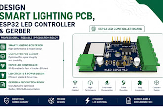 design smart lighting pcb, esp32 led controller and gerber files