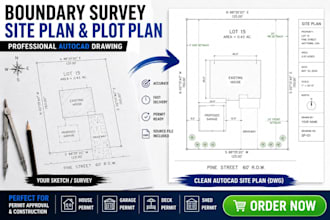 draw boundary survey site plan and plot plan in autocad