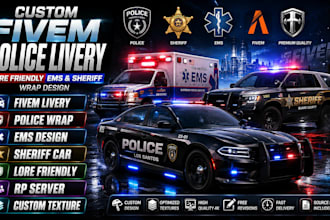 create custom fivem police livery, lore friendly ems sheriff car wrap design