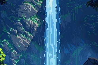 design your pixel art logo, sprite sheet, background pixel character, tileset