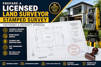 prepare a licensed land surveyor stamped survey for permit and property approval