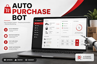 build auto checkout bot, auto purchase bot, lazada and monitoring restock bot