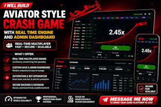 build aviator style crash game with real time engine admin dashboard