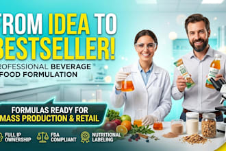 be your scientist for custom food, protein bar, supplement and beverages