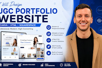design ugc portfolio website canva html portfolio squarespace portfolio website