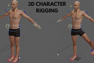 rig realistic 3d character, metahuman, unreal engine rigging in blender or maya