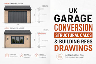 provide structural calculations and building regs drawings for garage conversion