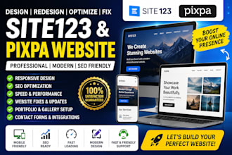 design site123 website pixpa website redesign optimize site123 SEO fix website