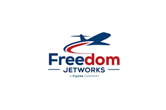 design text freedom jet works logo