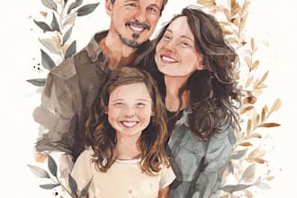 make watercolor family portrait
