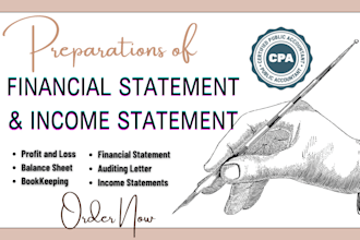 prepare audited financials statement, US CPA mortgage letter, compiled financial