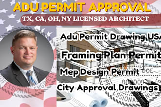 do adu permit plans, framing, house elevation, hvac and mep  permit approval