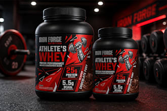design supplement label for protein vitamin sports nutrition