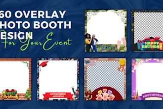 do custom photo booth 360 overlay, photobooth frame and strip template for event
