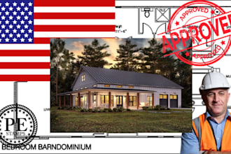draw stamp review barndominium, pole barn and city permit for ca, tx, ge, ny, wa