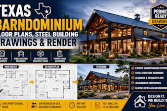 create texas barndominium floor plans steel building drawings and render
