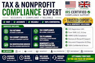 do cio registration, charity tax preparation, nonprofit tax return, and llc tax