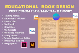 design educational workbook, kindergaten curriculum plan kids learning materials