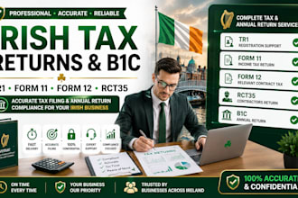 prepare irish tr1, form 11, form 12, rct35 and b1c annual returns