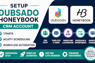 setup dubsado honeybook crm account 17hats acuity scheduling workflow automation