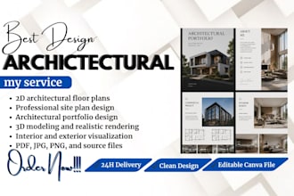 design architectural floor plan, site plan, portfolio and 3d exterior rendering